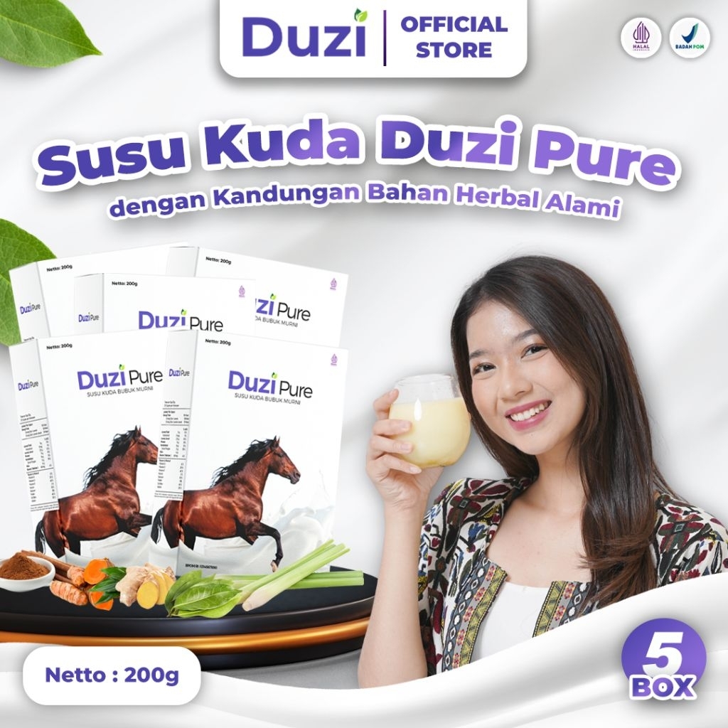 

Duzi Pure Susu Kuda Bubuk Herbal Alami Asli Lombok [ Paket 5 Box ]