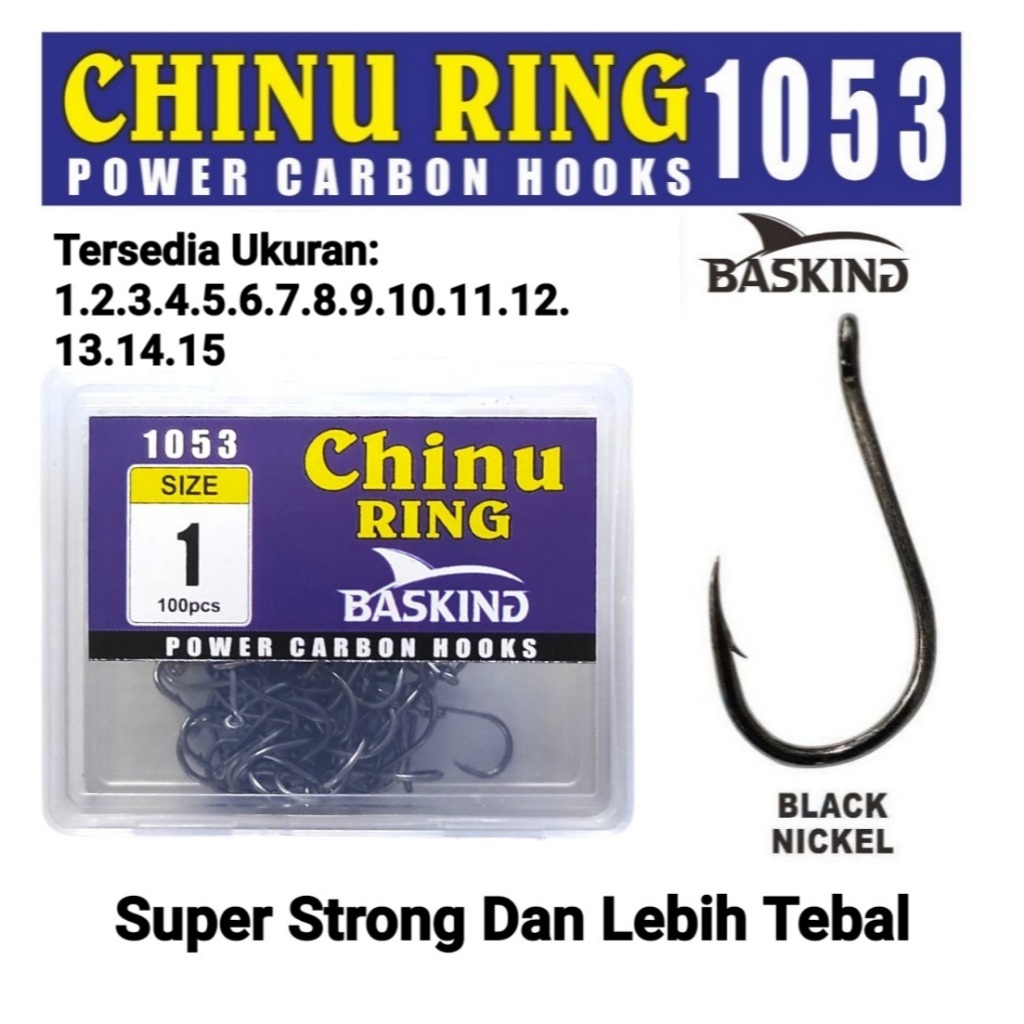 Kail Pancing CHINU RING Basking 1053 No.1- 15 MATA KAIL BLACK NICKEL POWER CARBON HOOKS Pancing Bask