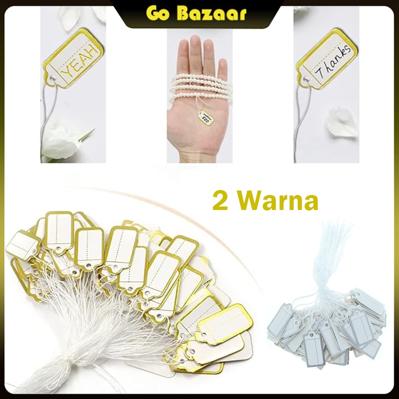

【COD】Isi 500pcs Tag With Hanging String Label Harga Perhiasan Putih List Gold/Silver