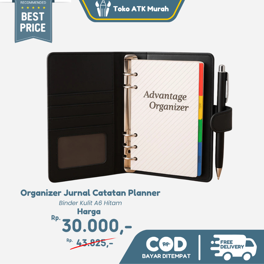 

Binder Kulit A6 Hitam Buku Harian / Organizer Jurnal Catatan Planner