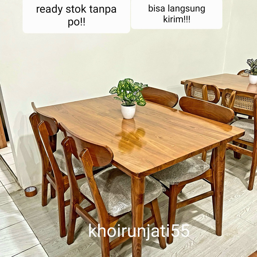 Set Meja makan (TEBAL MEJA 3CM) kursi ropan 4 kursi kayu jati