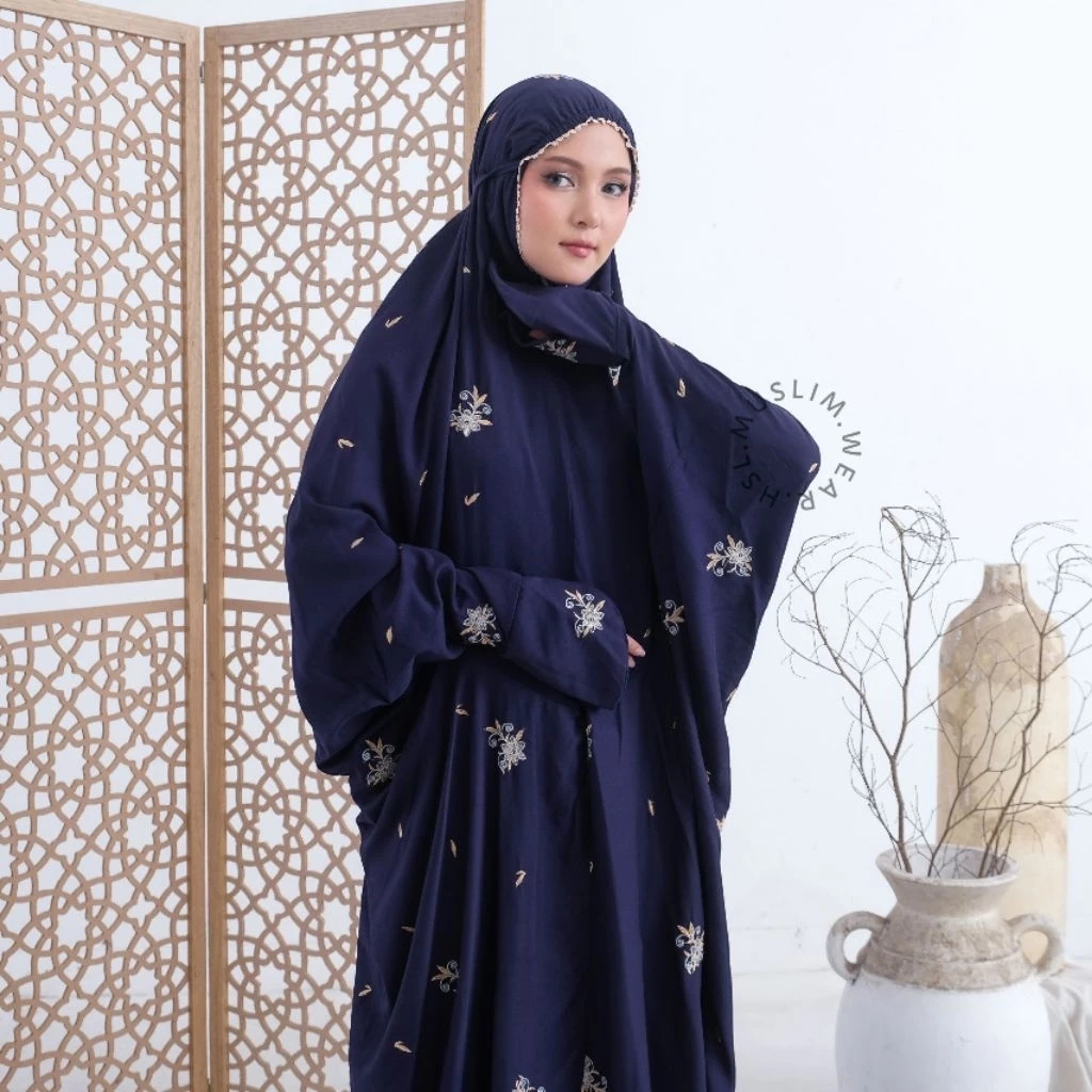 Mukena Terusan Dewasa Rayon Twill Premium Bordir Raisya Mukena Lajuran