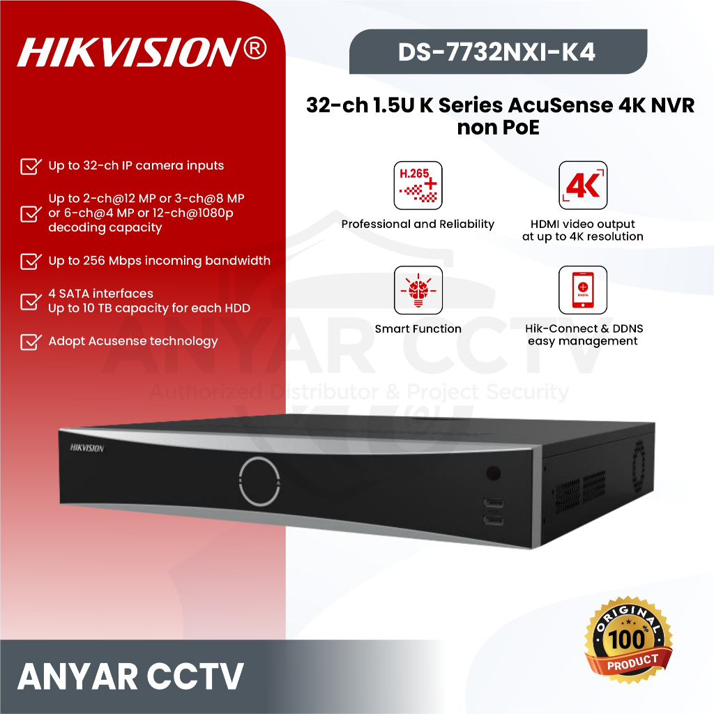 HIKVISION DS-7732NXI-K4 NVR 32CH Series AcuSense 4K NVR