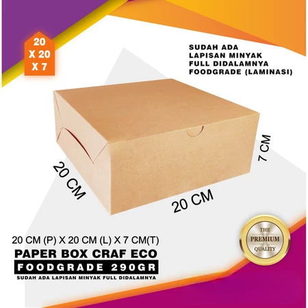 

Box Ukuran 20x20x7 Cm Dus Paper Kraft Eco Kemasan Foodgrade Coklat Laminasi