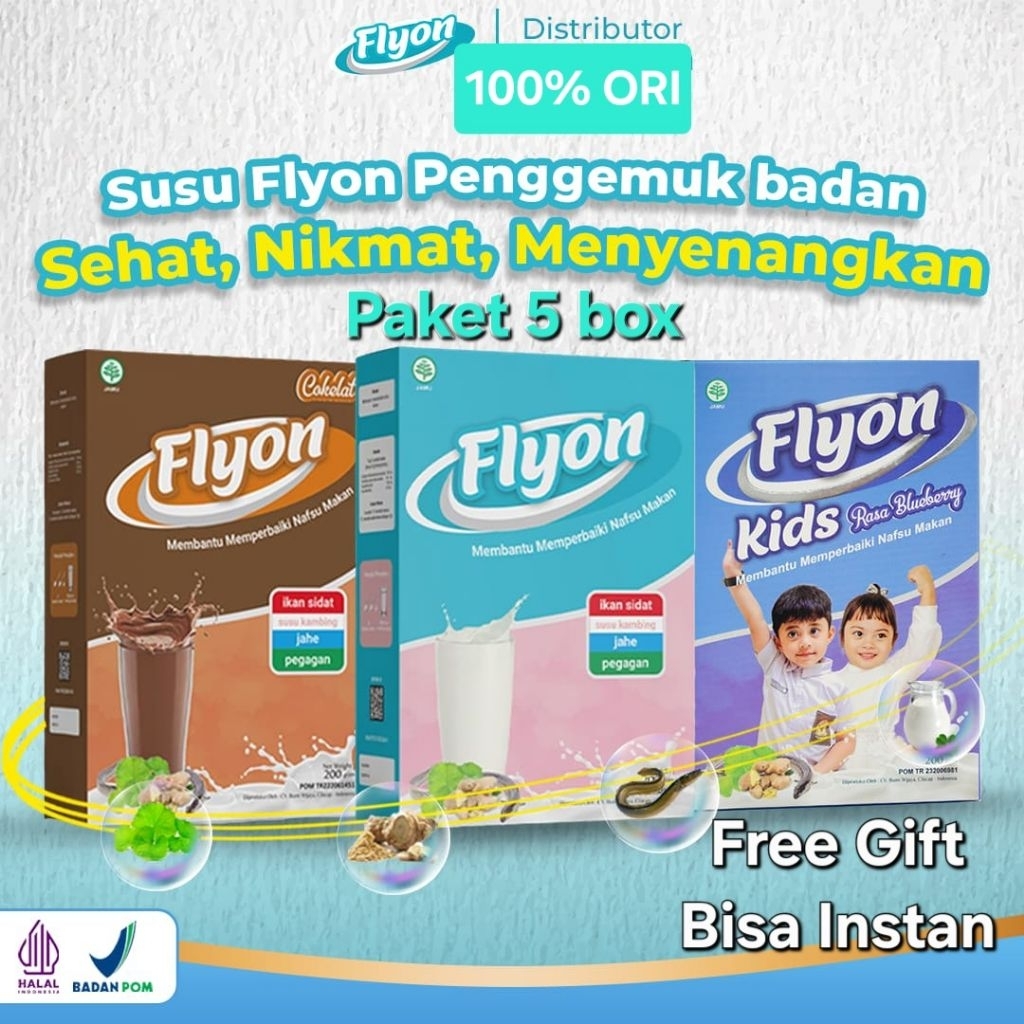 

Suplemen Susu Penggemuk Susu Flyon Herbal Alami Paket 5 Box Untuk Menambah Nafsu Makan dan Berat Badan
