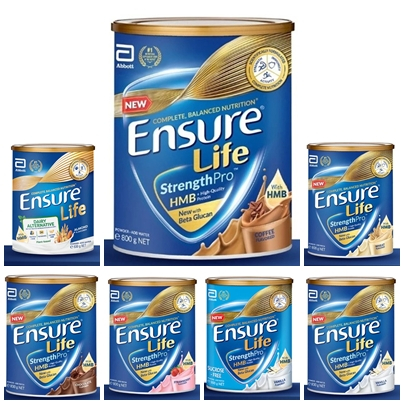 

Abbott Ensure Life StrengthPro 800g (Almond Plant Based, Chocolate, Coffee, Strawberry, Sucrose-Free Vanilla, Vanilla, Wheat)