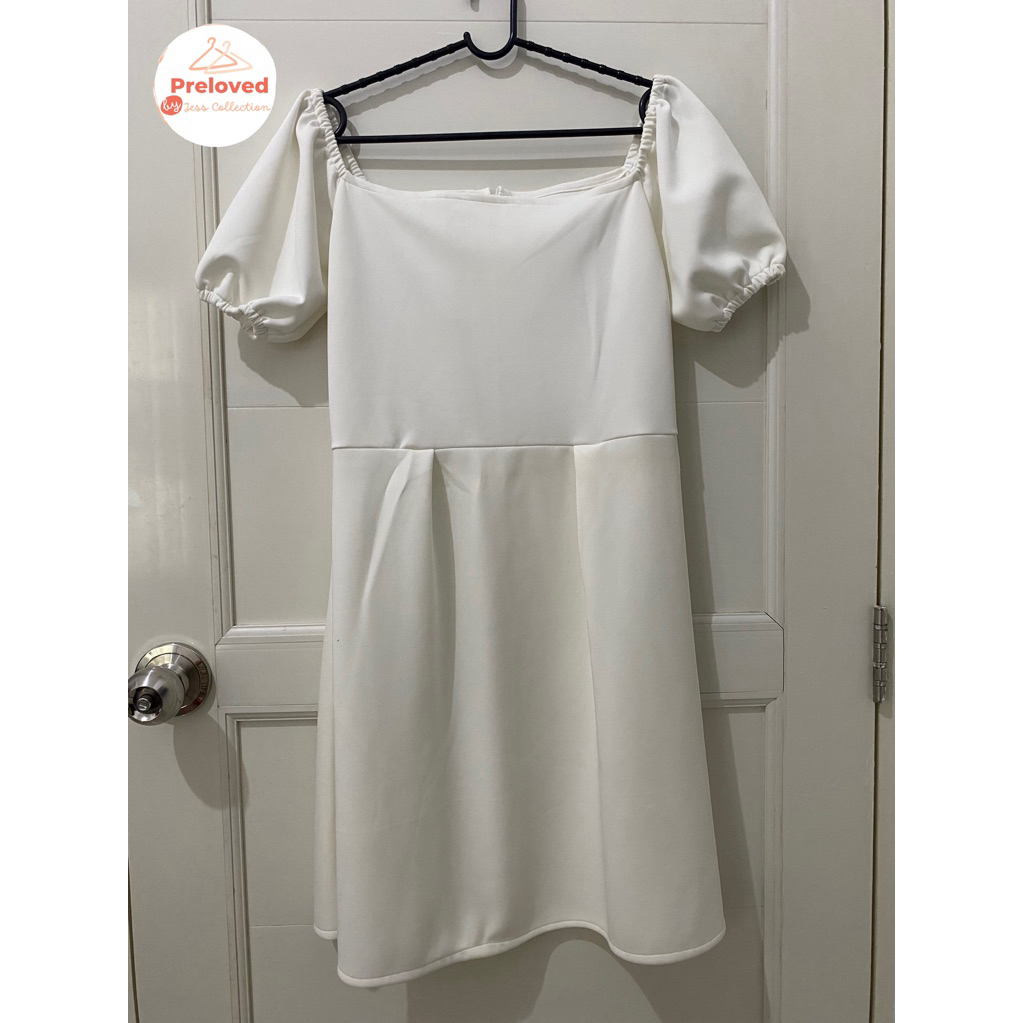 Dress Putih - Dress Scuba - Dress Scuba Putih - Dress Preloved