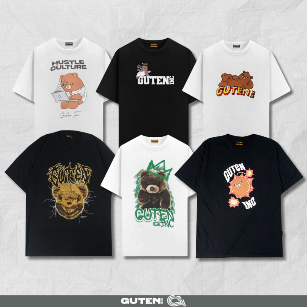 Guten Inc - Kaos Unisex Reguler Fit Bear Collection T-Shirt