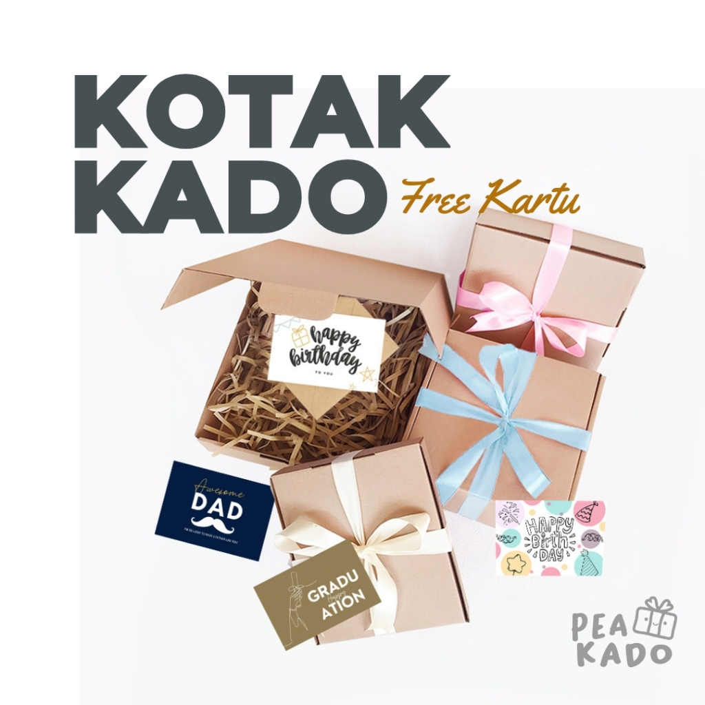 

Box Kotak Kado Gift Box Hampers Hadiah Ulang Tahun Aesthetic dengan Pita dan Kartu Ucapan