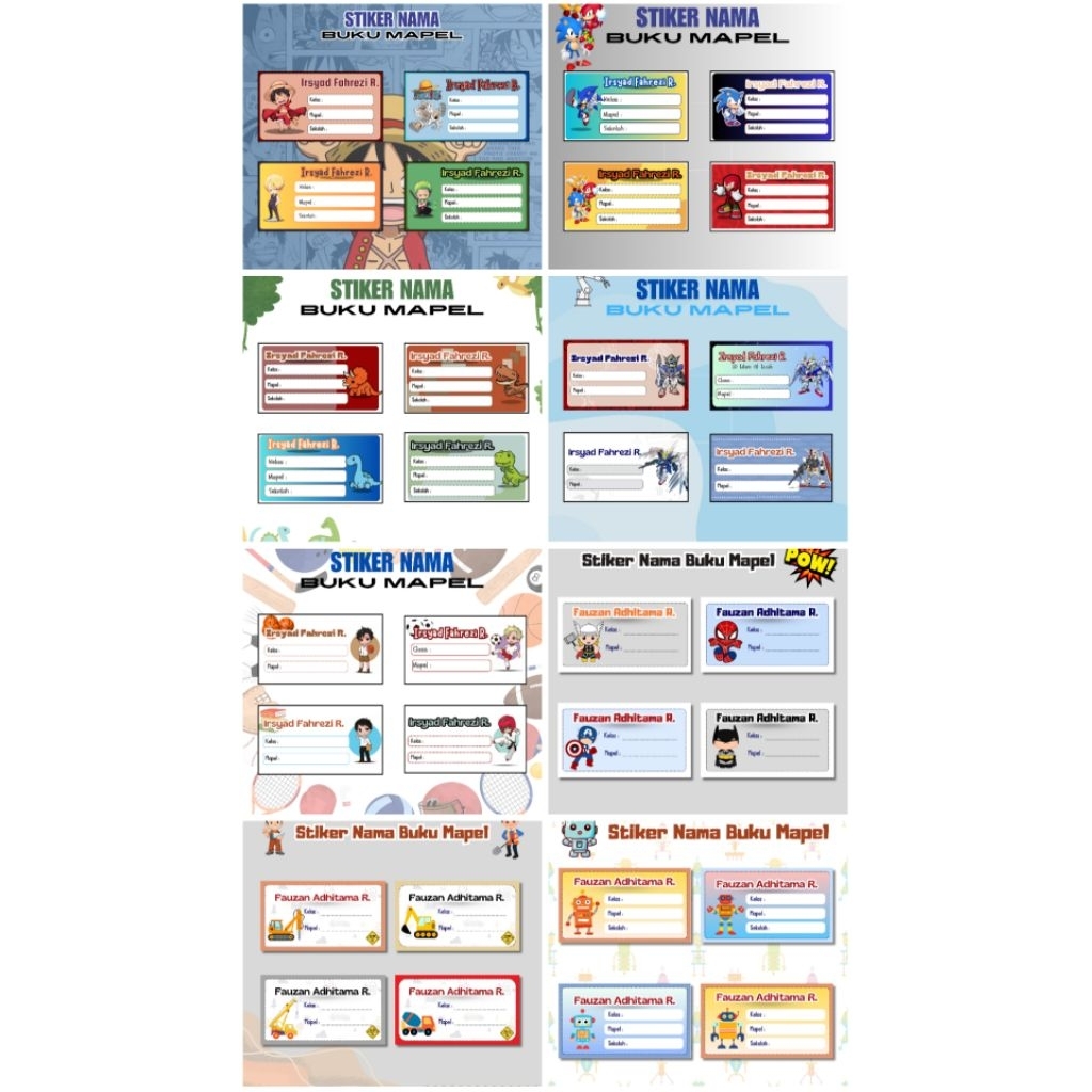 

STIKER NAMA BUKU MAPEL CUSTOM NAMA MOTIF BOY