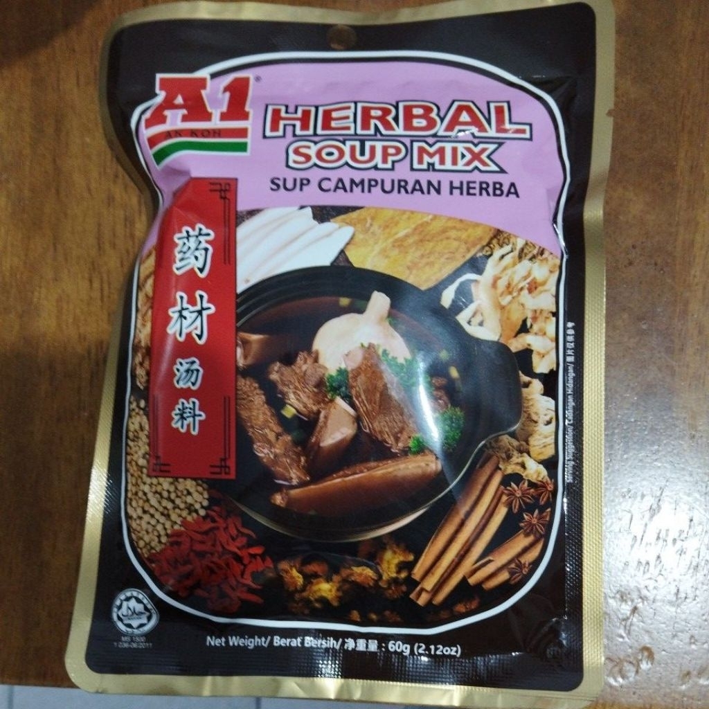 

A1 Herbal Soup Mix Bumbu Sup Rempah Bak Kut Teh A1 Bakkutteh Sup Campuran herba HALAL 60g