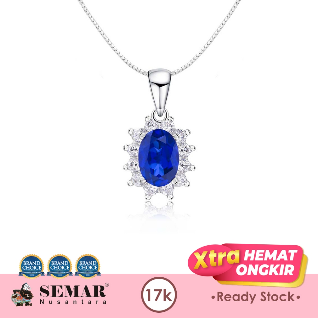 Liontin Emas Lady Diana Royal Blue White Gold 17K Semar Nusantara