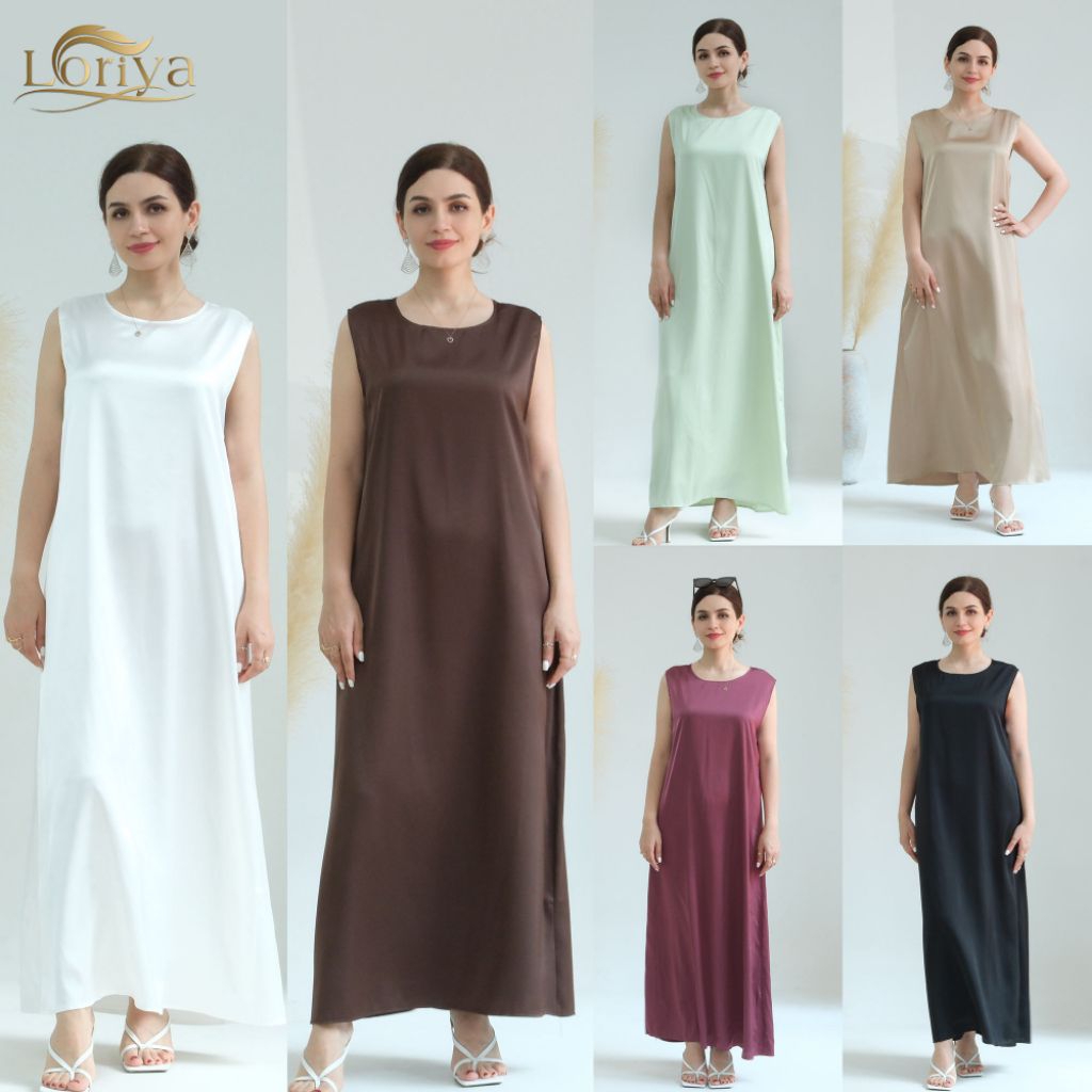 inner dress satin jumbo busui non busui sleeveless tanpa lengan satin kutung gamis kutung busui sati