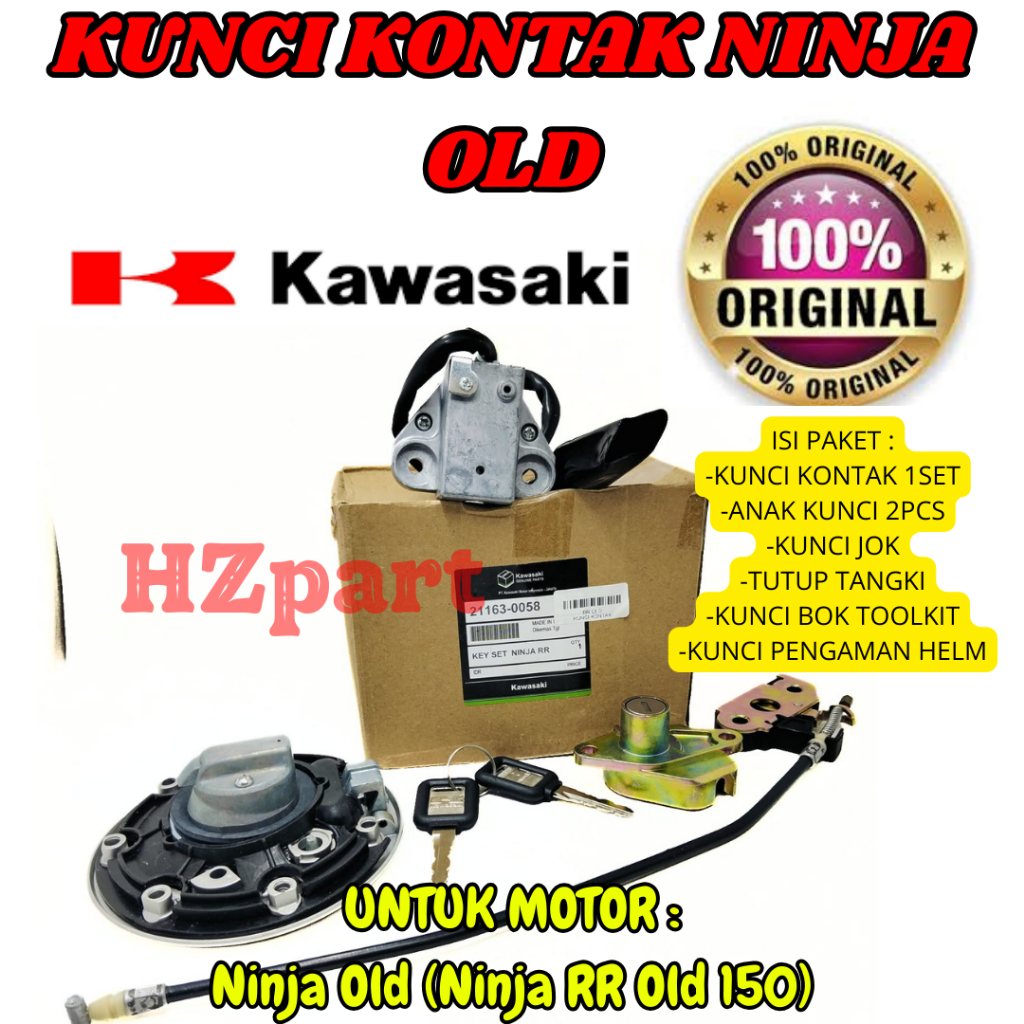 ORI KUNCI KONTAK SET+JOK KODE-NINJA OLD KAWASAKI Ninja Old (Ninja RR Old 150) BERKUALITAS ASLI 100%.