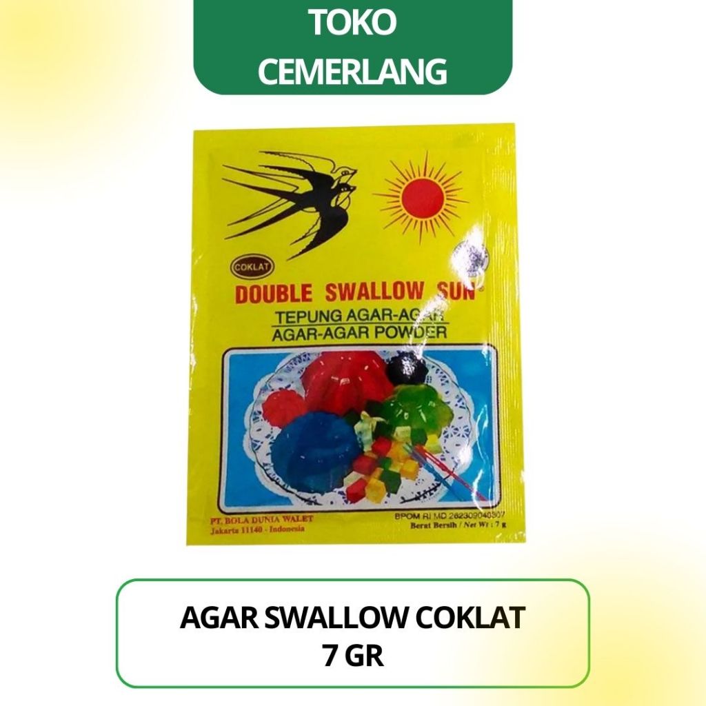 

Agar-agar Swallow Coklat / Hijau / Putih 7 gr