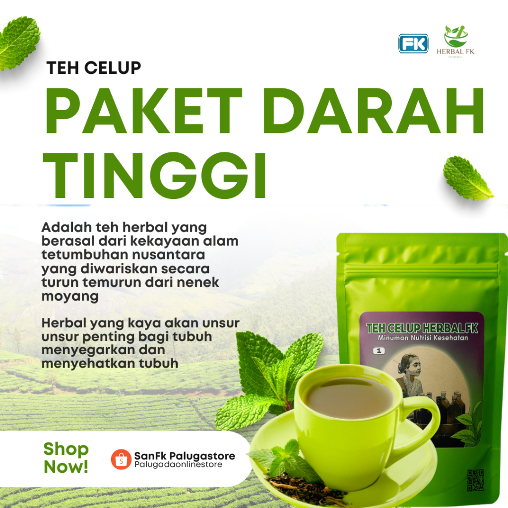 (BISA COD)Paket Teh Celup Herbal FK – Minuman Herbal Untuk Penyakit Tekanan Darah Tinggi – Isi 2pouc