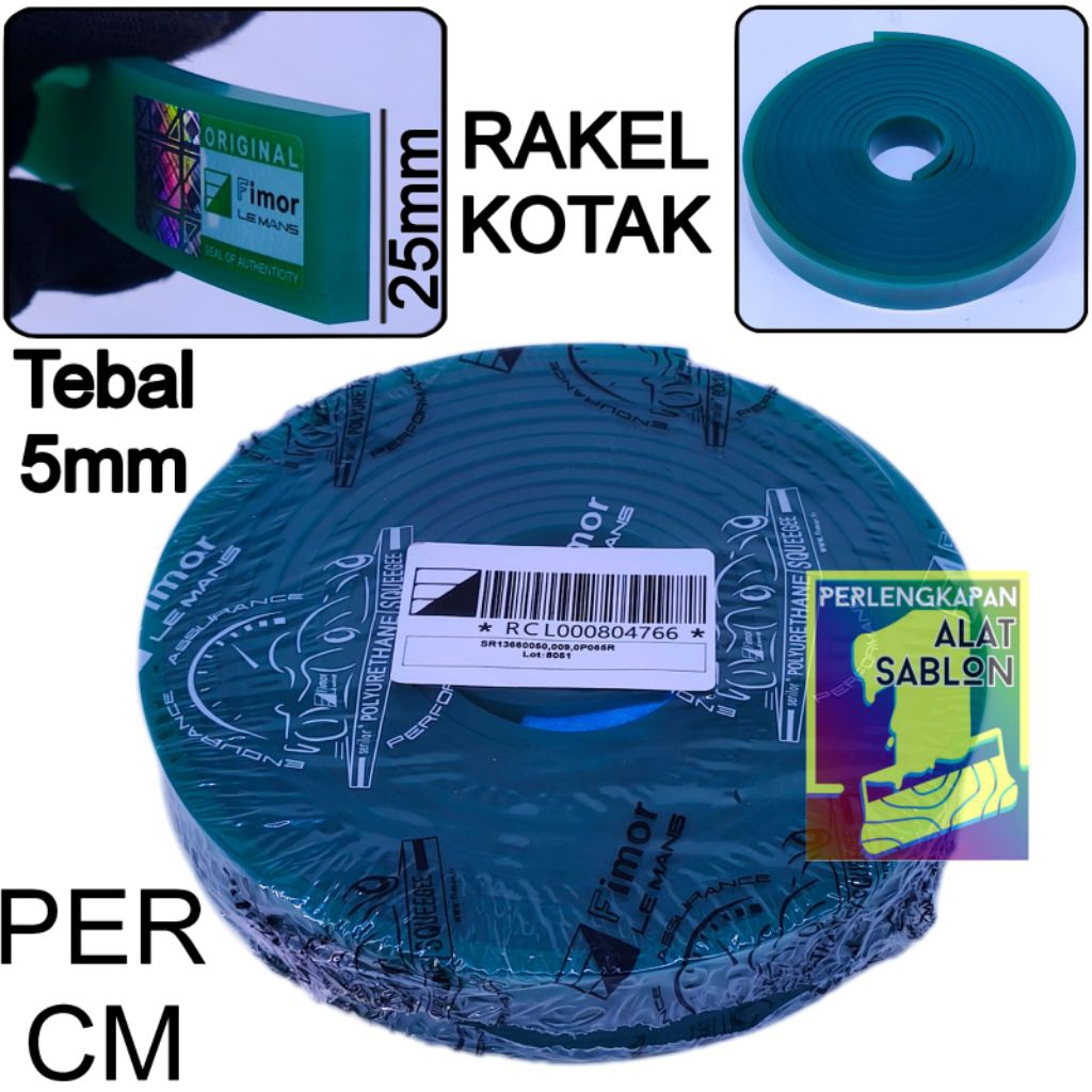 

KARET RAKEL KECIL SABLON FIMOR HIJAU KOTAK 5MMx25MM PER CM