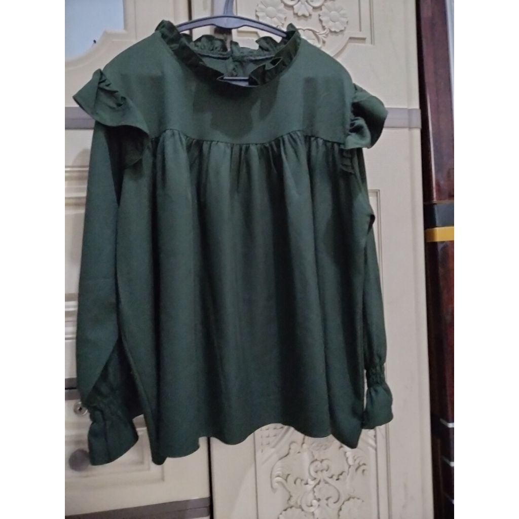 preloved blouse hijau botol