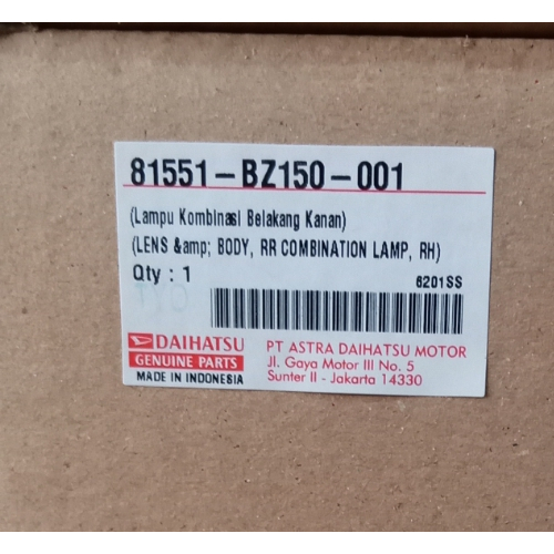 LAMPU STOP DAIHATSU AYLA/AGYA BAG.KANAN / 81551-BZ150-001
