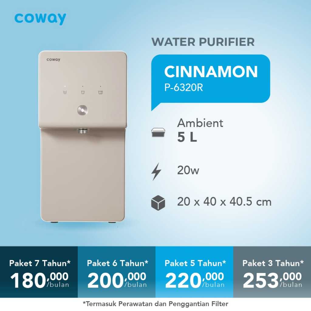 Coway Water Purifier Reverse Osmosis Cinnamon Dispenser Ro Pemurni Air Listrik 20W Produk Only