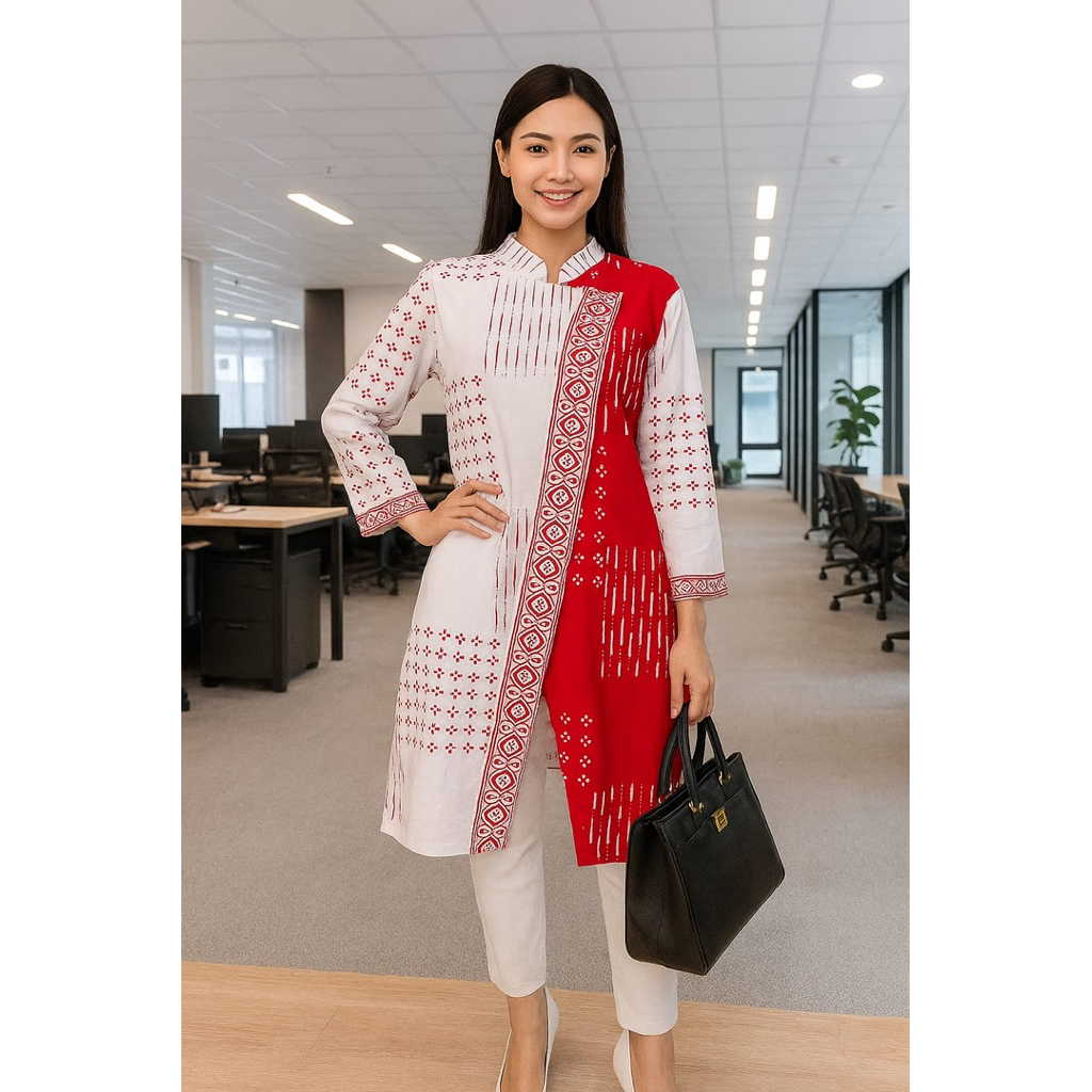 Tunik Batik. Atasan Batik wanita. atasan batik merah putih. atasan batik merah. atasan batik kerja. 