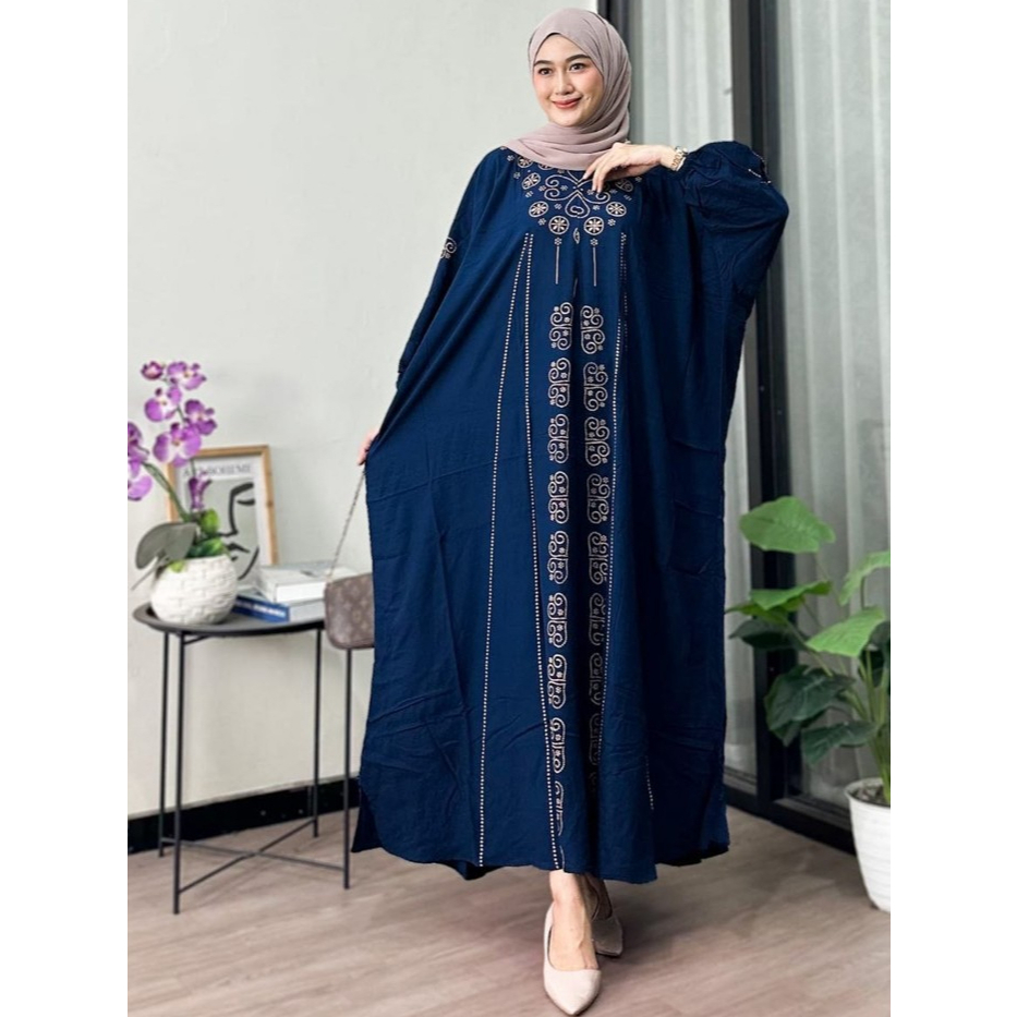 Daster Kaftan Jumbo Premium Lengan Panjang Busui Resleting