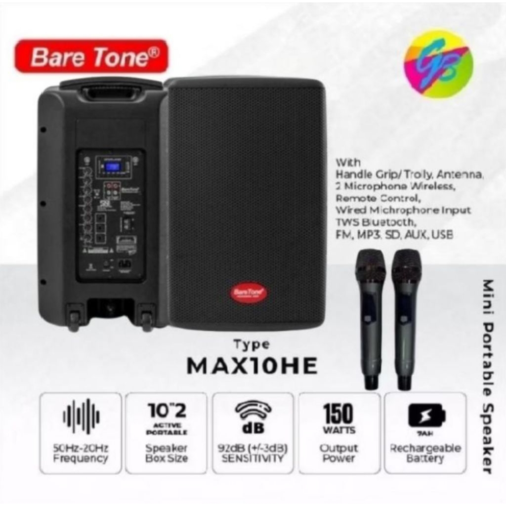 SPEAKER AKTIF BARETONE 10 Inch Max10HE / Max 10HE MAX10HE Portable Meeting Wireless