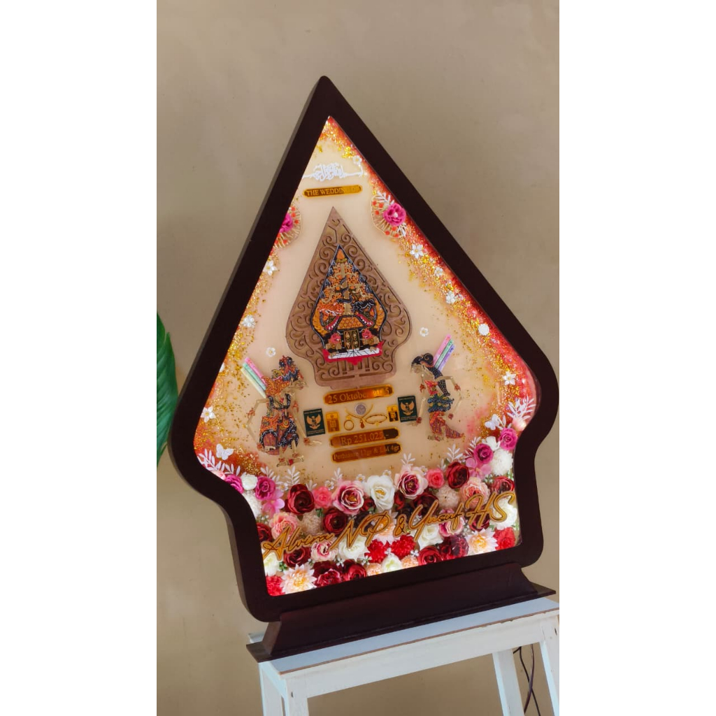 mahar wayang, mahar resin, mahar gunungan, mahar gunungan wayang, mahar akrilik, mahar nikah, mahar 