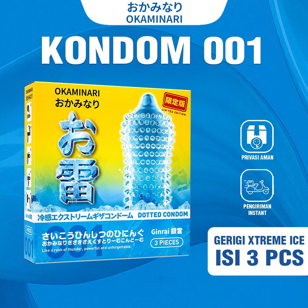 Okaminari Kondom Ginrai Gerigi Xtreme Ice - Isi 3 Pcs