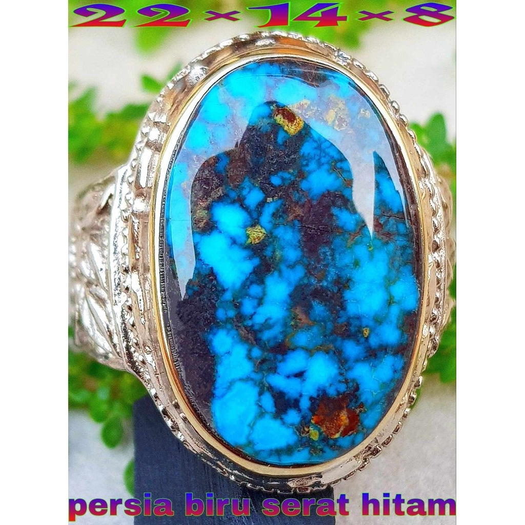 Natural Pirus Persia Royal Blue Serat Hitam Menyala
