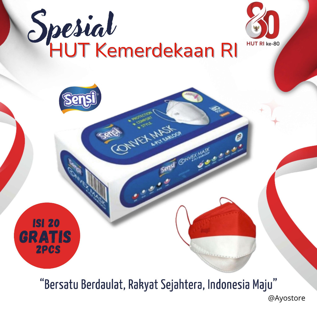 Masker  Sensi Convex Merah Putih Original Produk