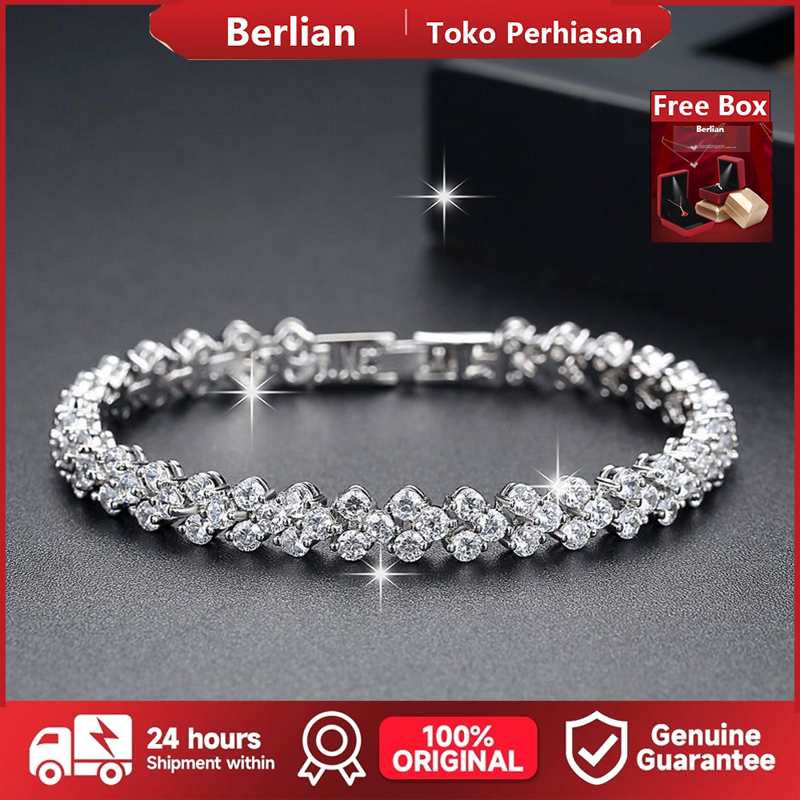 Gelang dengan Kotak Hadiah | Gelang Kristal Berlian Gelang yang Dapat Disesuaikan | Gelang Asli Kore