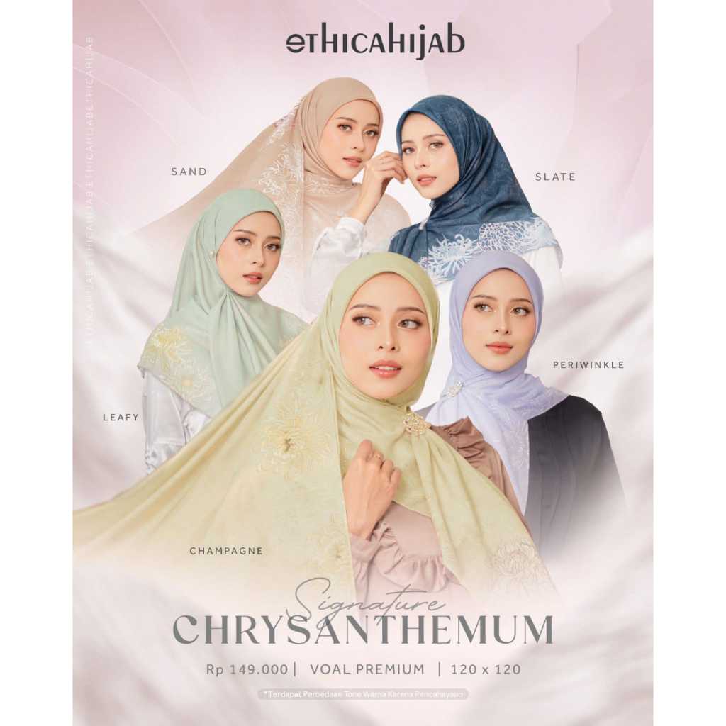 ETHICA HIJAB SIGNATURE CHRYSANTHEMUM / HIJAB SYARI ETHICA SEGI EMPAT MOTIF TERBARU 2025