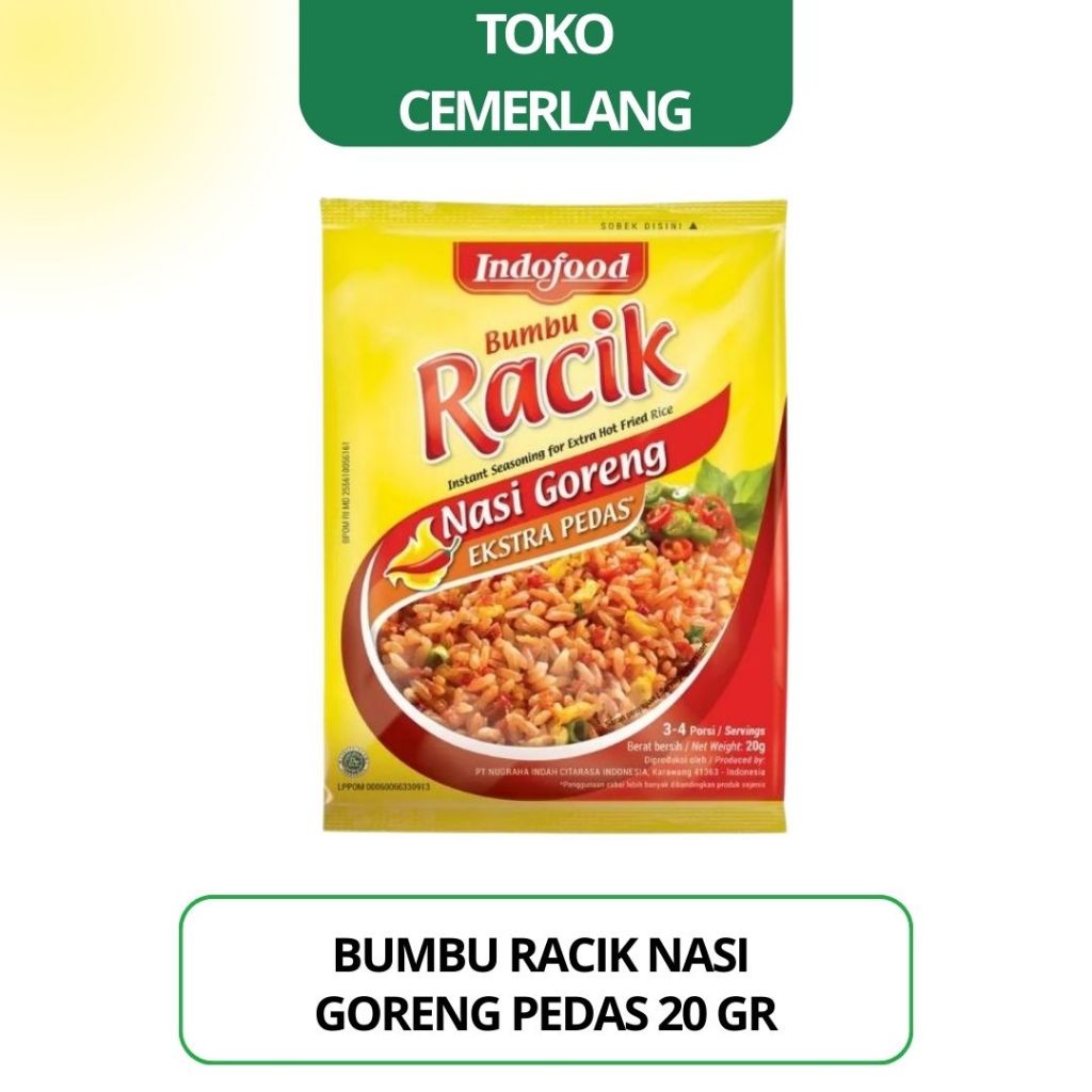 

Bumbu Racik Indofood Nasi Goreng Pedas 20 gr isi 10 pcs