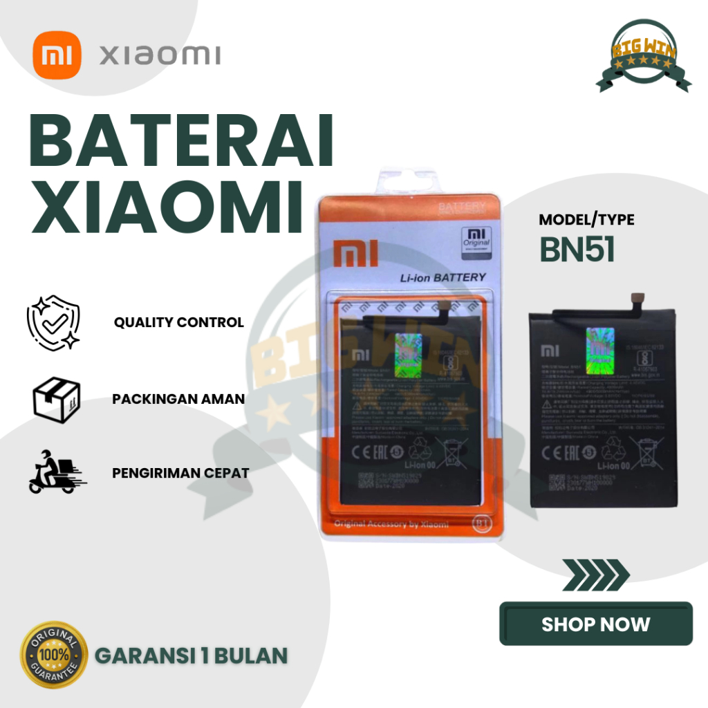 BATERAI BATTERY XIAOMI BN51 XIAOMI REDMI 8/8A/8A PRO DOUBLE [IC POWER] ORIGINAL