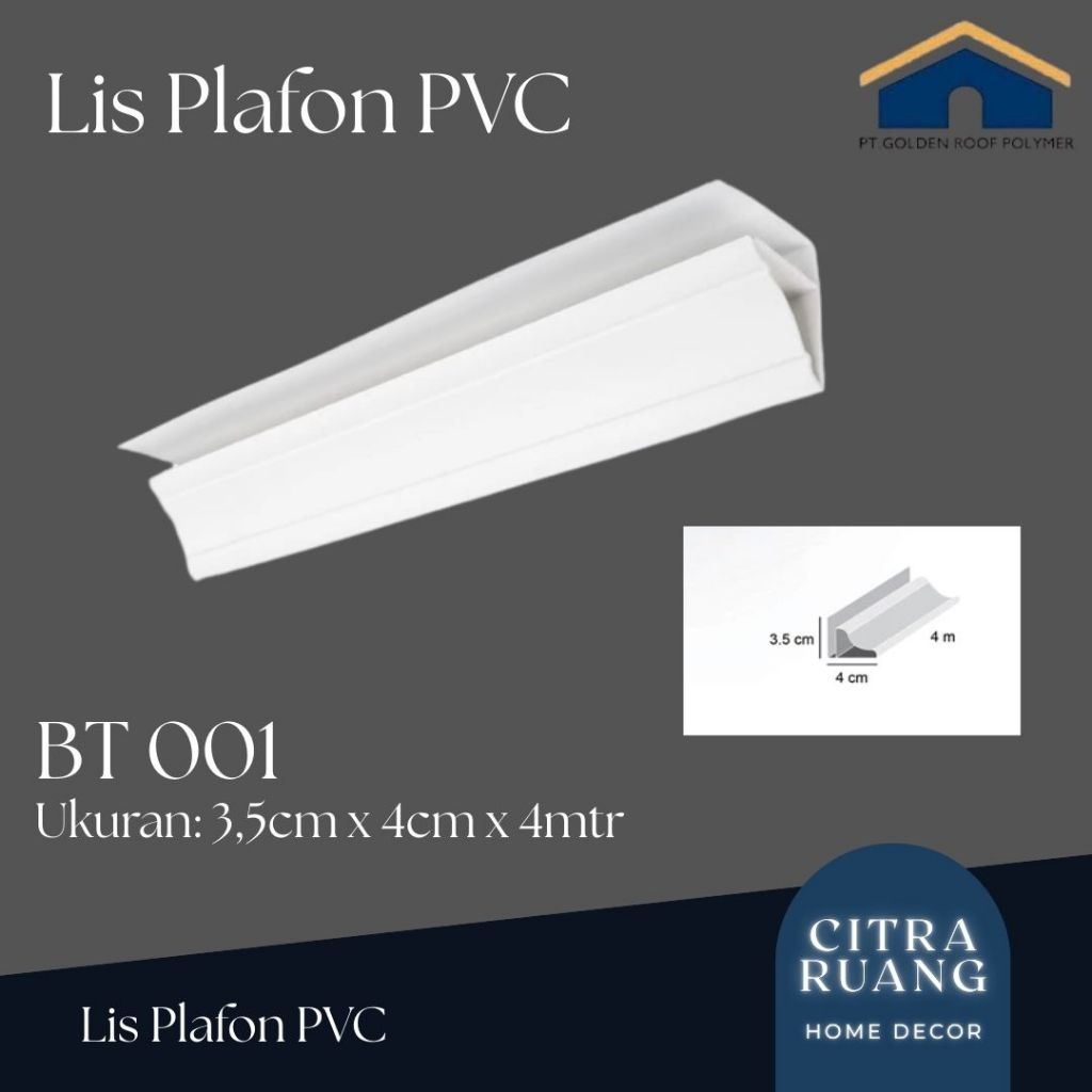 Aksesoris Plafon PVC / Lis Plafon PVC / Lis Dinding Siku Drop Tutup PVC