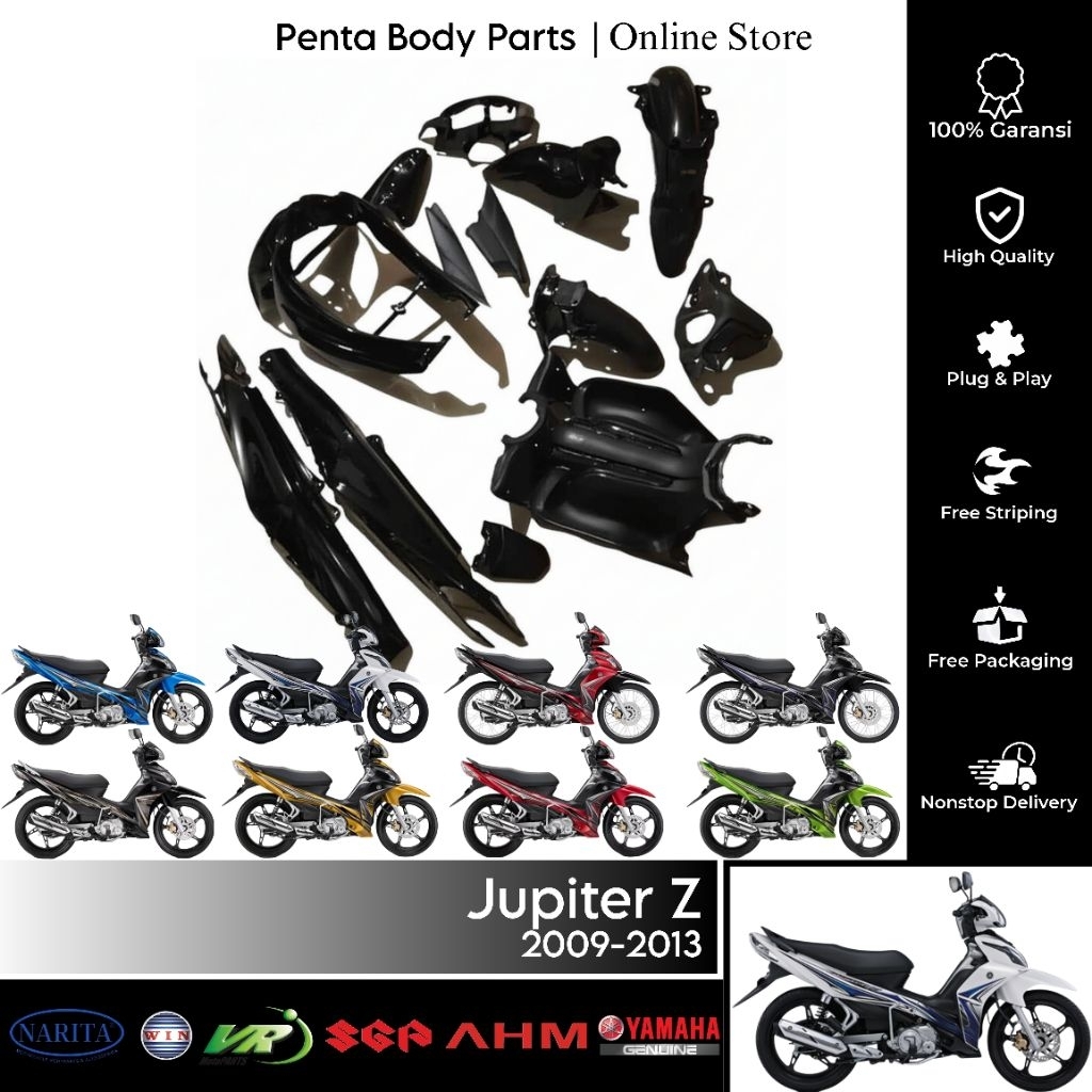 Full Set Cover Body Yamaha Jupiter Z Robot Warna Hitam, Putih, Biru, Merah, Hijau - Ful set Bodi Hal