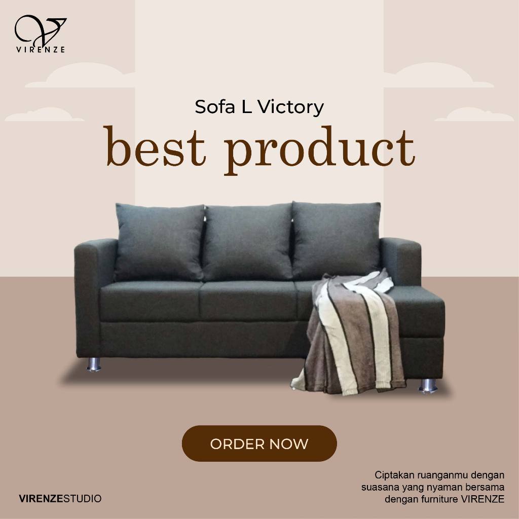 Sofa L Victory Sofa 3 Dudukan Minimalis Modern Virenze Solo, Salatiga, Semarang, Yogya, Magelang