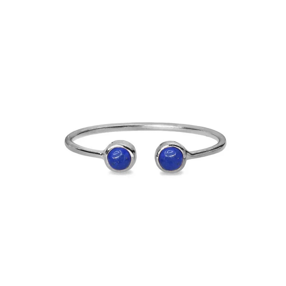 Dipta Tiny Double Bubble Ring Sterling Silver - Lapis Lazuli