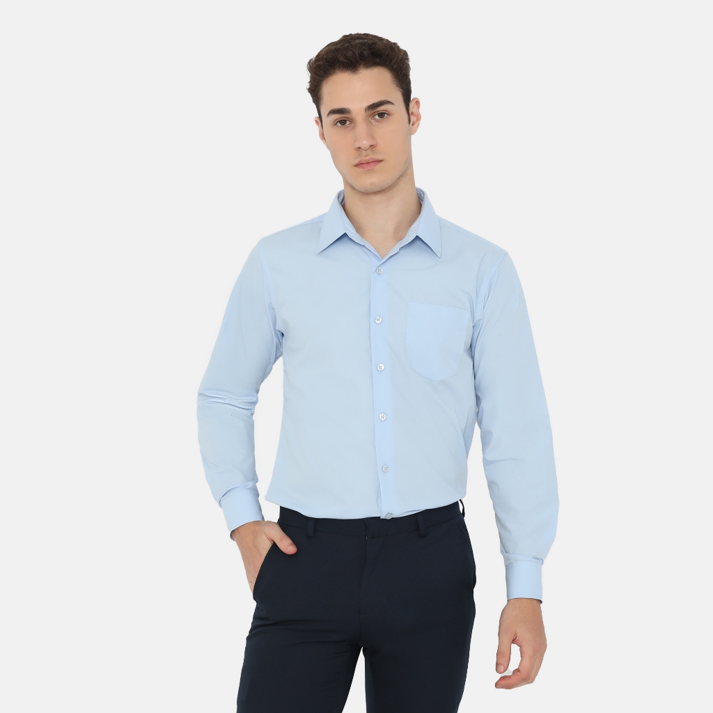 BAROSSO - Boston L/S Slim Fit Formal Shirt | Kemeja Polos Lengan Panjang Formal Pria - Light Blue