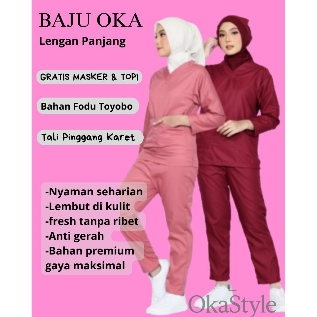 Seragam Baju Oka Baju Perawat Petugas Medis Lengan Panjang