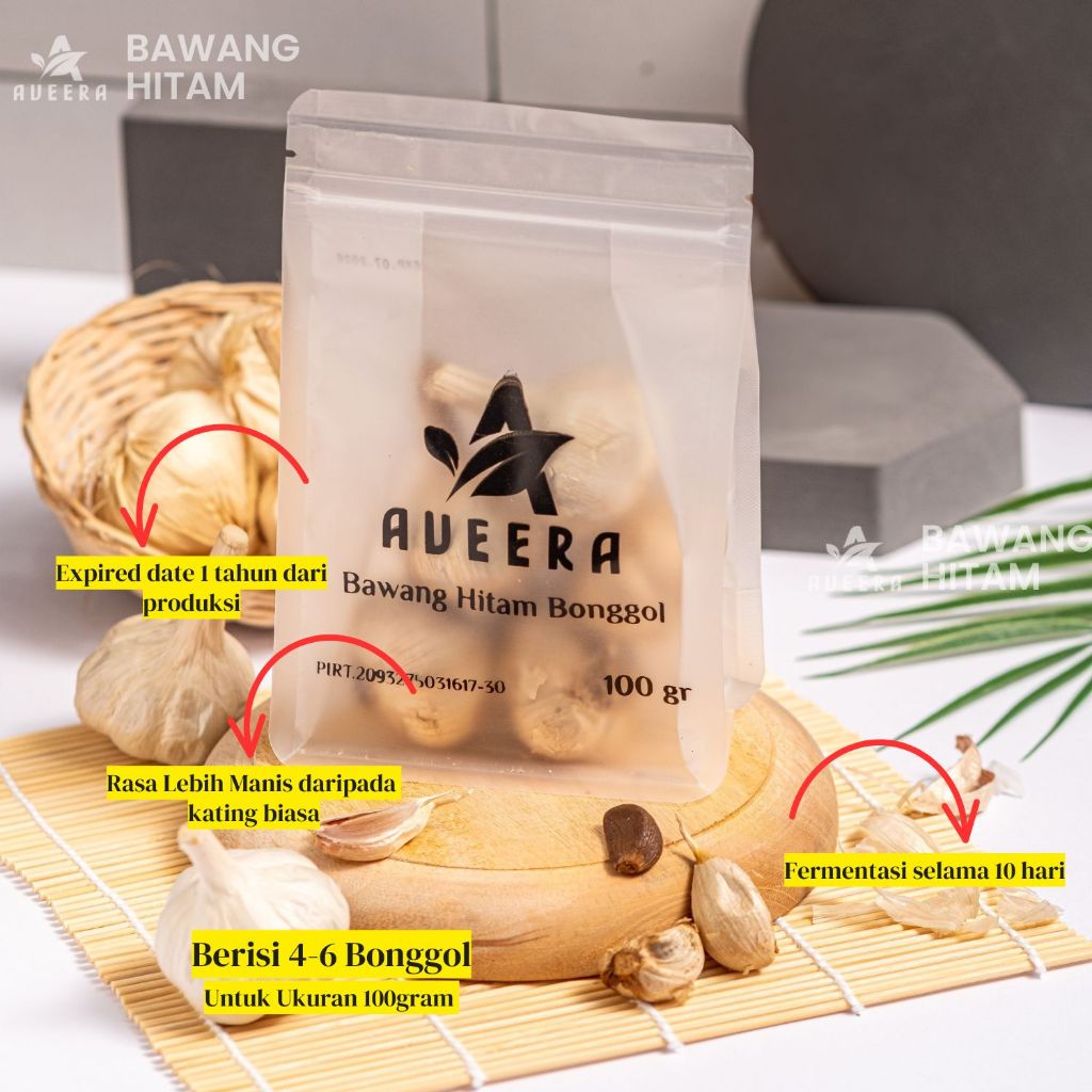 

Blackgarlic Bawang Hitam Kating - BONGGOL Aveera 100gram Murah Manis