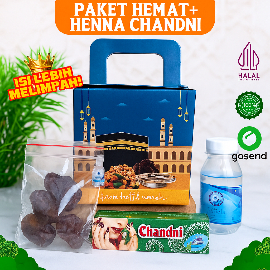 

Paket Oleh Oleh Umroh Gift Hampers Souvenir Arab Henna box Kurma Khalas Kismis Golden