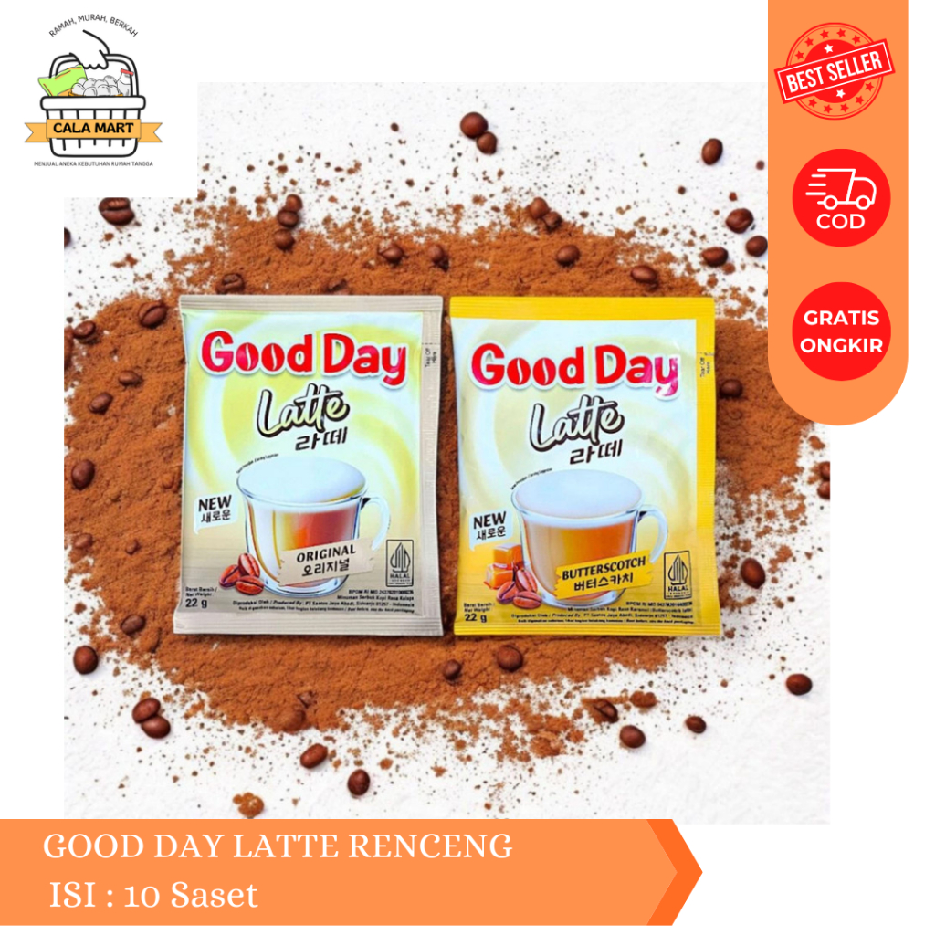 

Kopi Good Day Latte 1 Renceng isi 10 Sachet Good Day Latte ButterScotch / Original Korean Latte