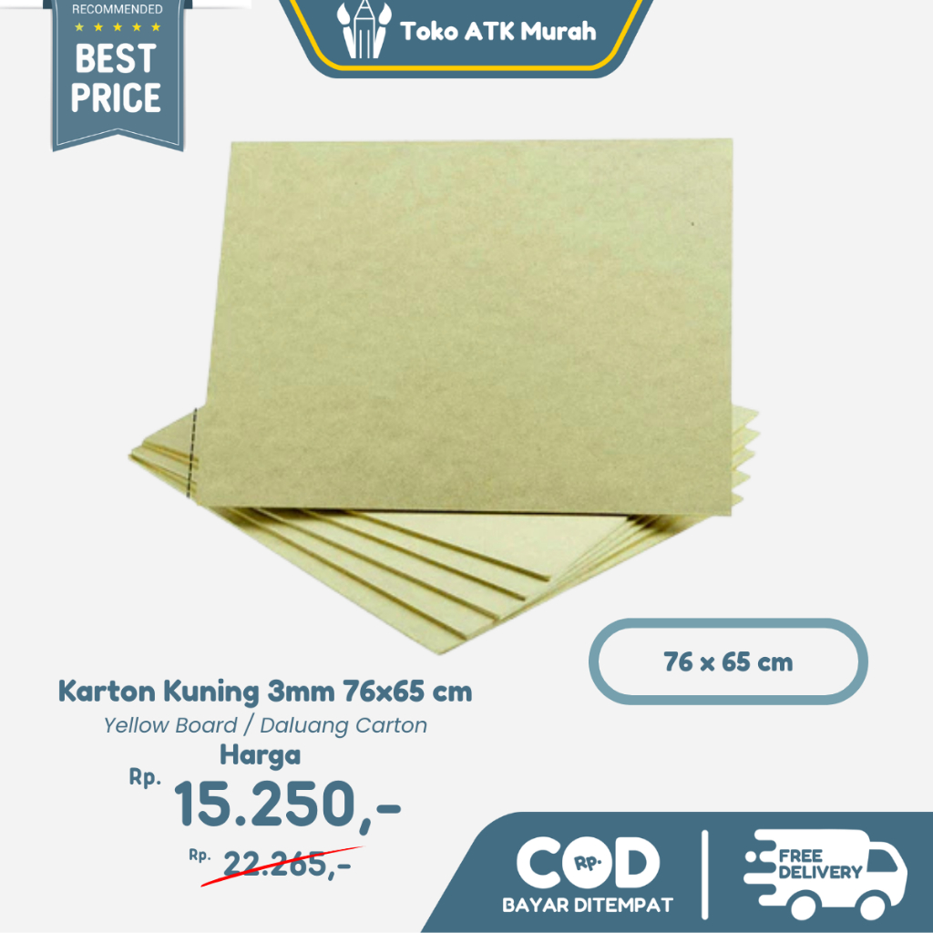 

Karton Kuning 3mm 76x65 cm – Yellow Board / Daluang Carton / Karton 30 Super A1 Tebal