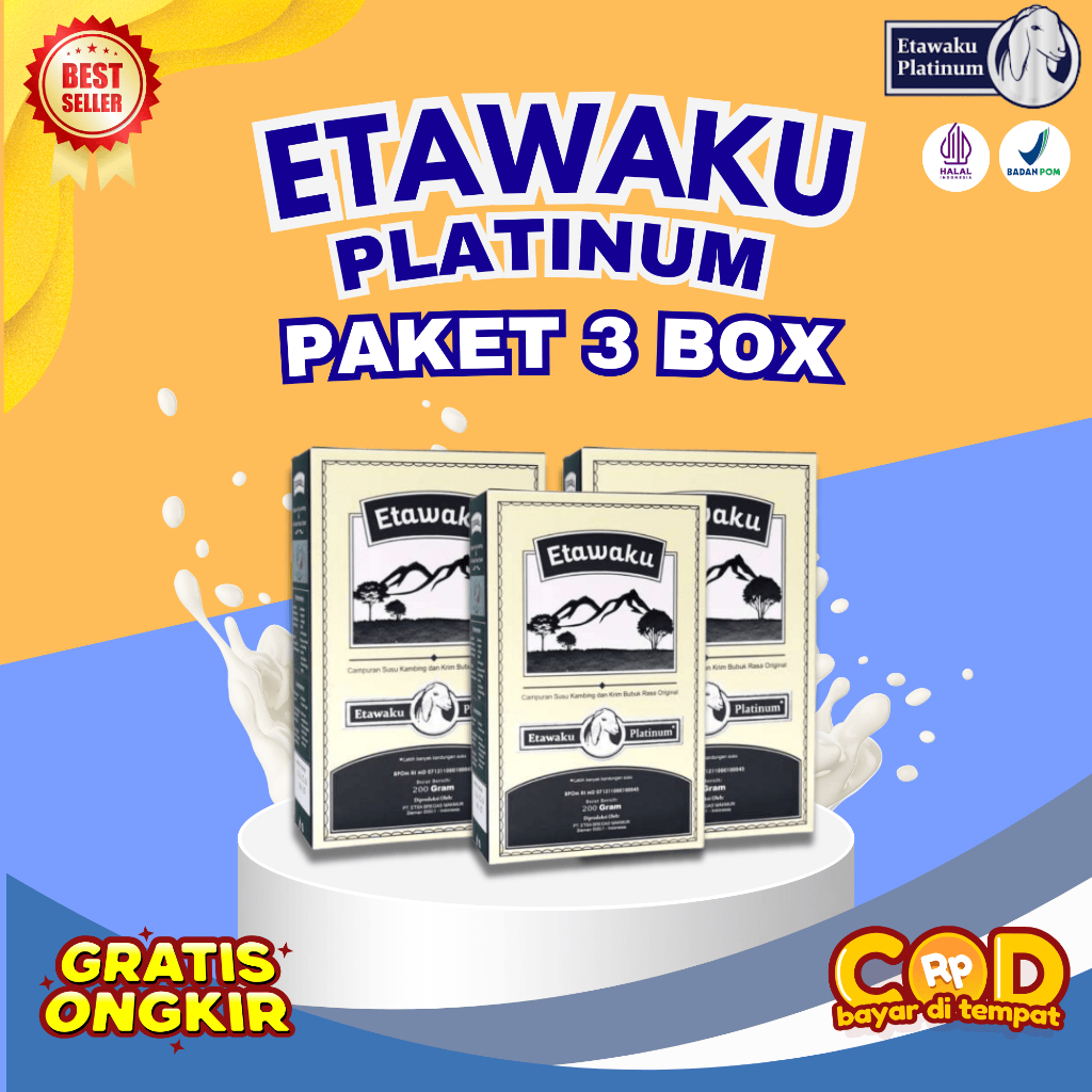 

Susu Etawaku Platinum - Original 100% Membantu mengatasi masalah pernafasan (PAKET 3 BOX)