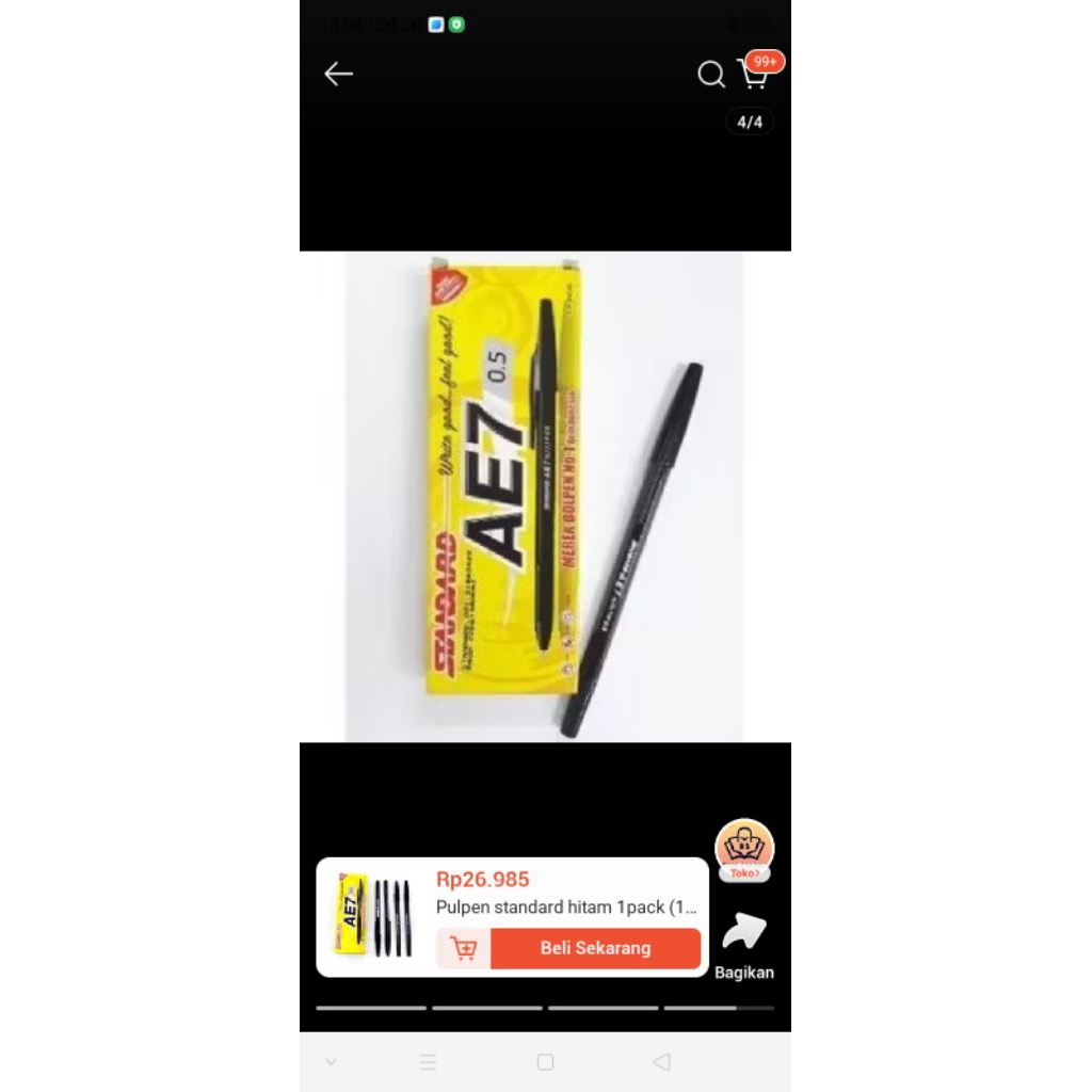 

pulpen standart hitam harga per pack