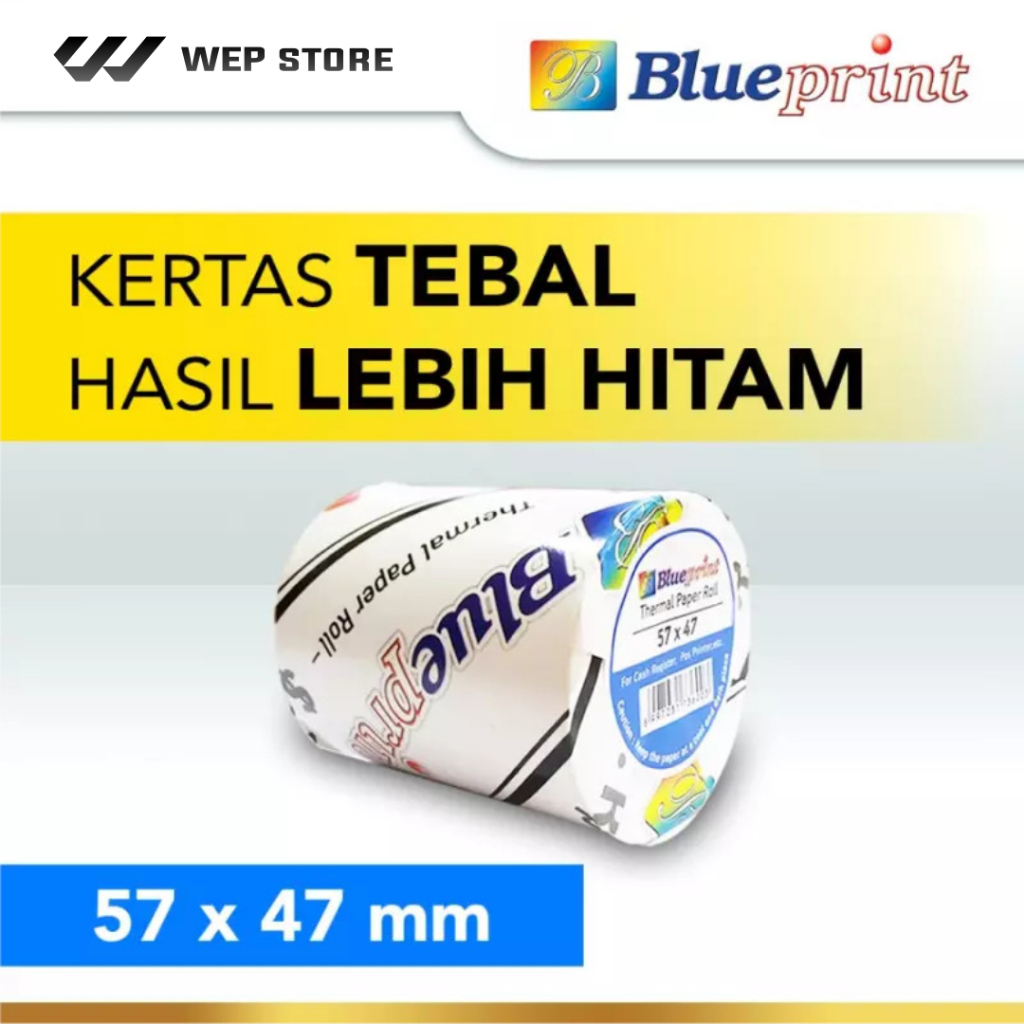 

Blueprint Paper Thermal EDC 57 × 47 mm Kertas Struk, Nota, Karcis, Tiket, Parkir 57x47