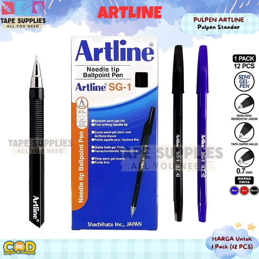 

(12 PCS) Pulpen STANDART Artline SG-1 Needle Tip 0.7mm Semi Gel Ink