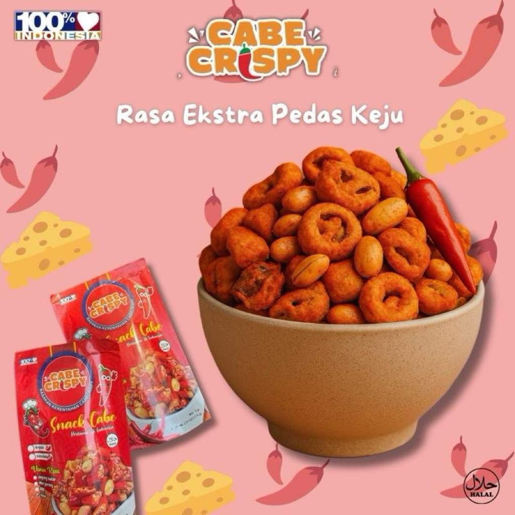 

Keripik Cabe Rasa Ekstra Pedas Keju Cabe Crispy Cemilan Pedas Snack Pedas